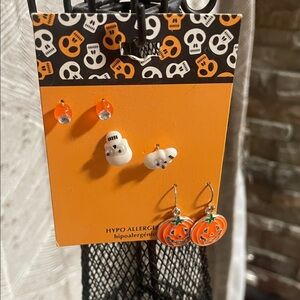 Halloween Pumpkin and Ghost Earrings Set